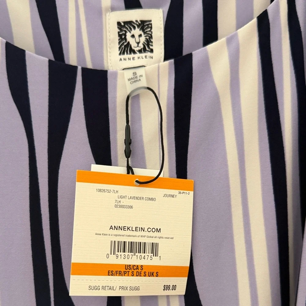 Anne Klein Lavender, Black & White Striped Long Sleeve Maxi Dress 🌿 - Picture 5 of 7